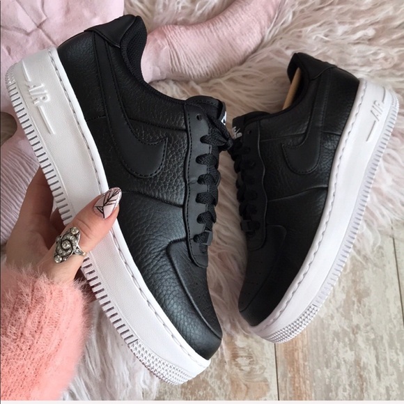 NWT Nike Air Force 1 upstep Black Leather - Picture 2 of 8